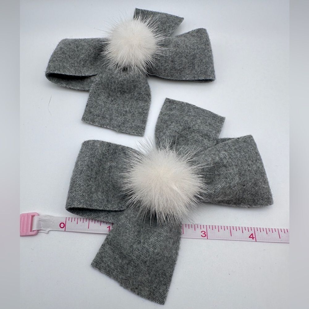 Soft Gray Bow Hair Clip, Set of 2, New